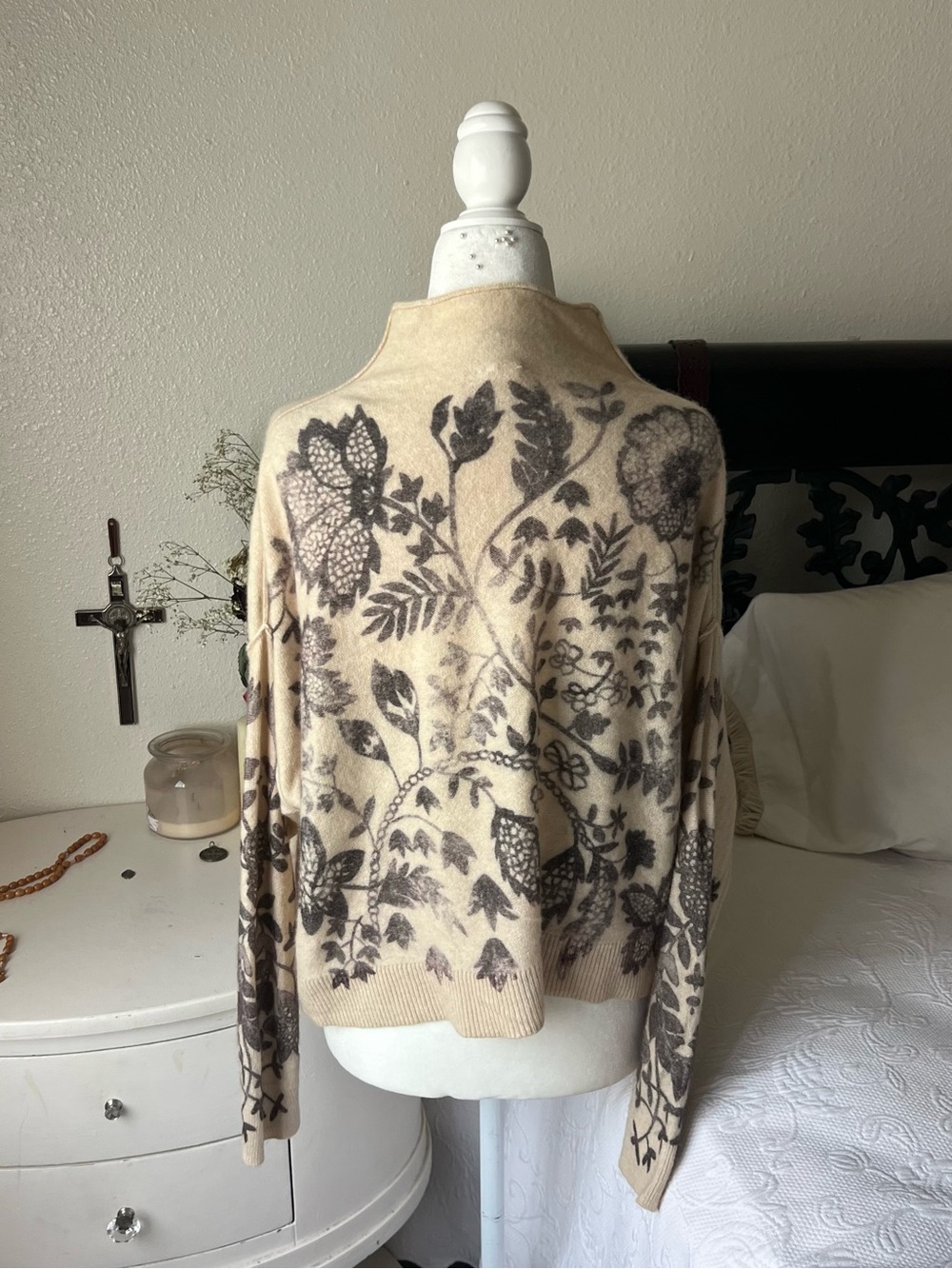 anthropologie pilcro pure cashmere sweater womens size s alani floral mock neck - Picture 5 of 12